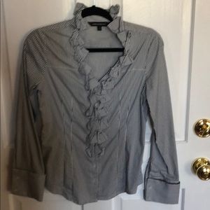 Express Striped Ruffle Blouse Small